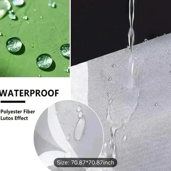 Shower curtain with hooks. - Picture 7 of 7